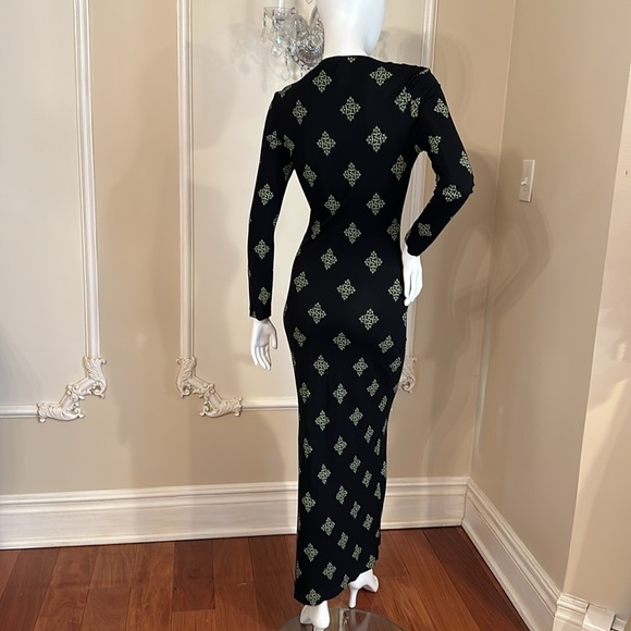 GIANNI VERSACE VERSUS Vintage Floor Long Viscose Black Dress size 28 42 - Picture 6 of 13